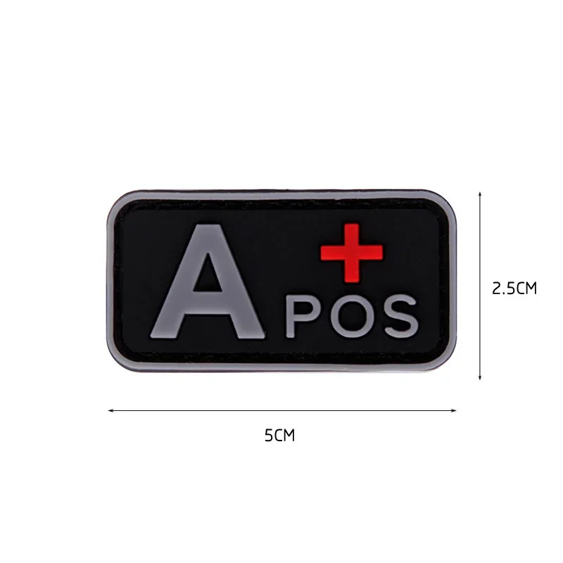 PVC Blood Group Patches Blood Types Hook Loop Sticker for Clothes Luminous Rubber Patch Tactical Arm Badge ABO Pos Neg Label Tag