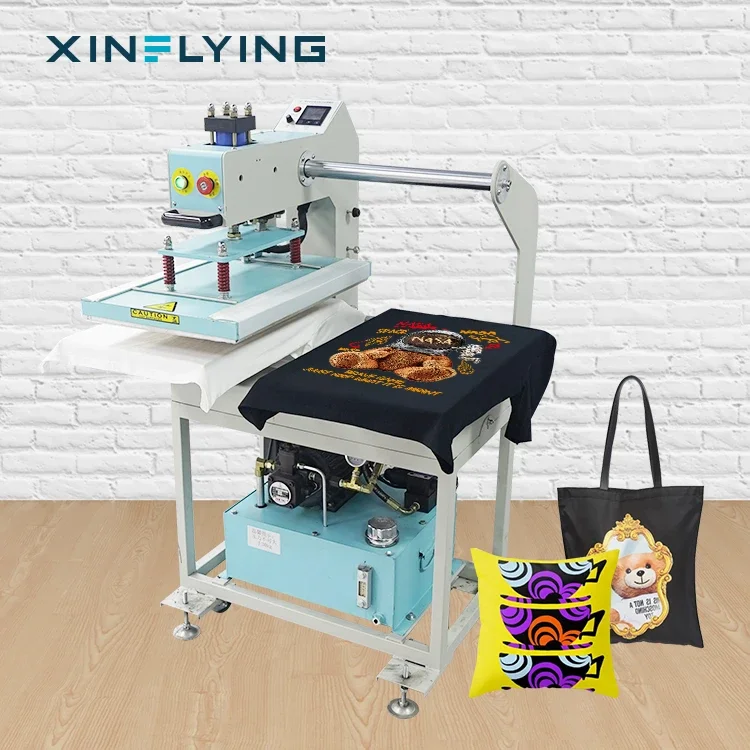 XinFlying New t-shirt heat press machine 40*40cm semi-automatic hydraulic pressing printer with stable 30kg/sqcm pressure 220V