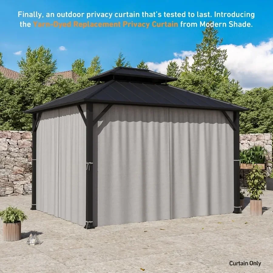 Modern Shade Yard-Dyed Gazebo Curtains Replacement Universal 4-Panel Sidewalls, Outdoor Gazebo Privacy Curtains with Zipper, Re