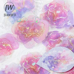 JIANWU Brilliant Series Literary Flower Watercolor Smudge Material Collage PET Sticker Creative DIY Journal Stationery