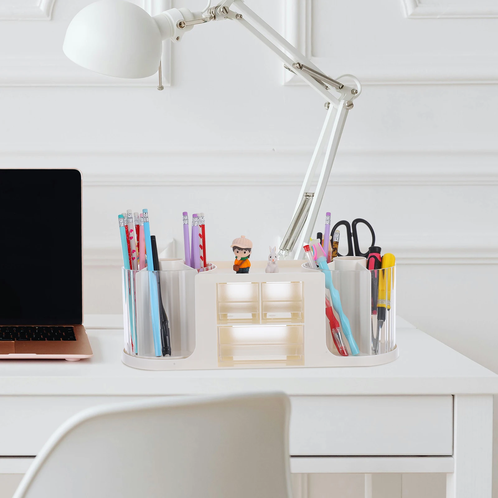 

Large Capacity Desk Drawer Organizer Transparent Material Makeup Cosmetics Storage for Office Vanity Home