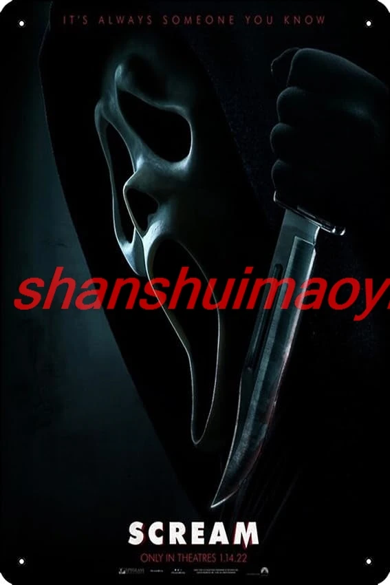 Scream 2021 Movie Poster Metal Tin Sign Plaque Man Cave Wall 8x12 Inch Wall Art Decoration sign