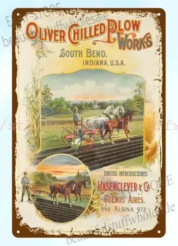 Oliver Chilled Plow Works farm machinery metal tin sign kitchen wall hangings