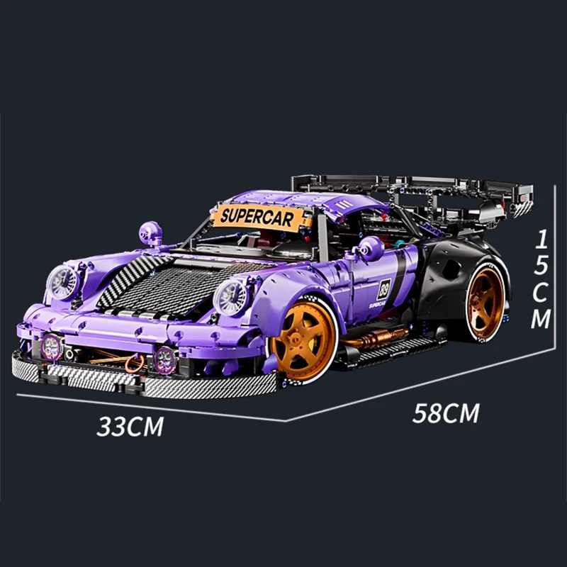 En STOCK MOC, bloques de construcción de automóviles deportivos con Control remoto técnico, ensamblaje de ladrillos, modelo de juguetes para niños, conjunto de regalo de cumpleaños