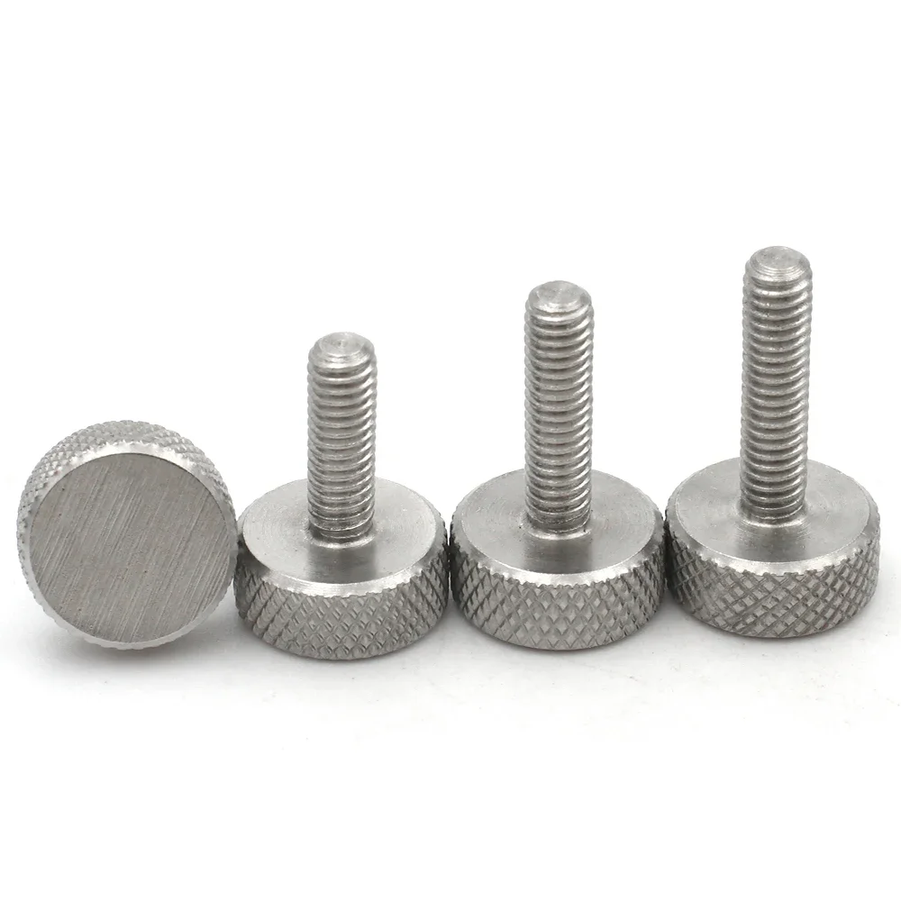 2-10pcs M2 M2.5 M3 M4 M5 M6 M8 M10 304 Stainless Steel Knurled Thumb Screws Flat Hand Tighten Bolts For Glass Curtain Wall