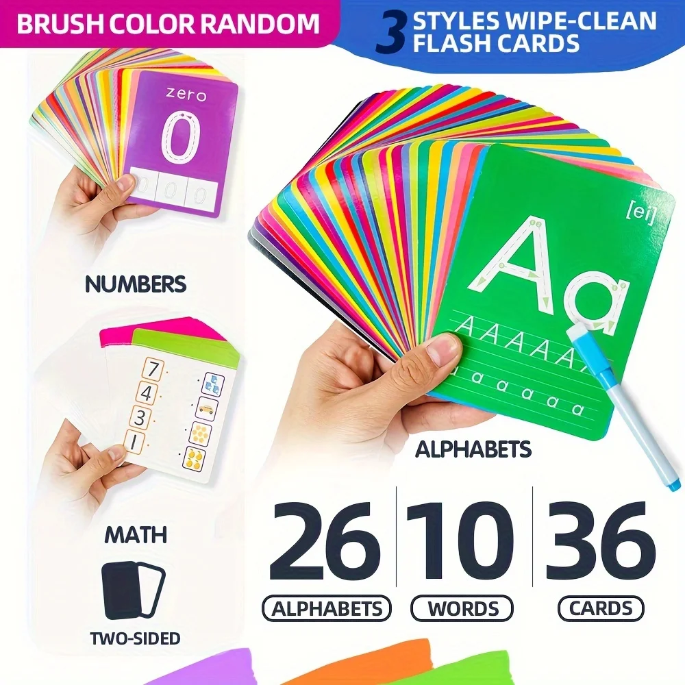 36 Cards Children Reading and Writing Number Cognition Flashcard Maths Learning Cards Baby Montessori Kids Early Educational Toy