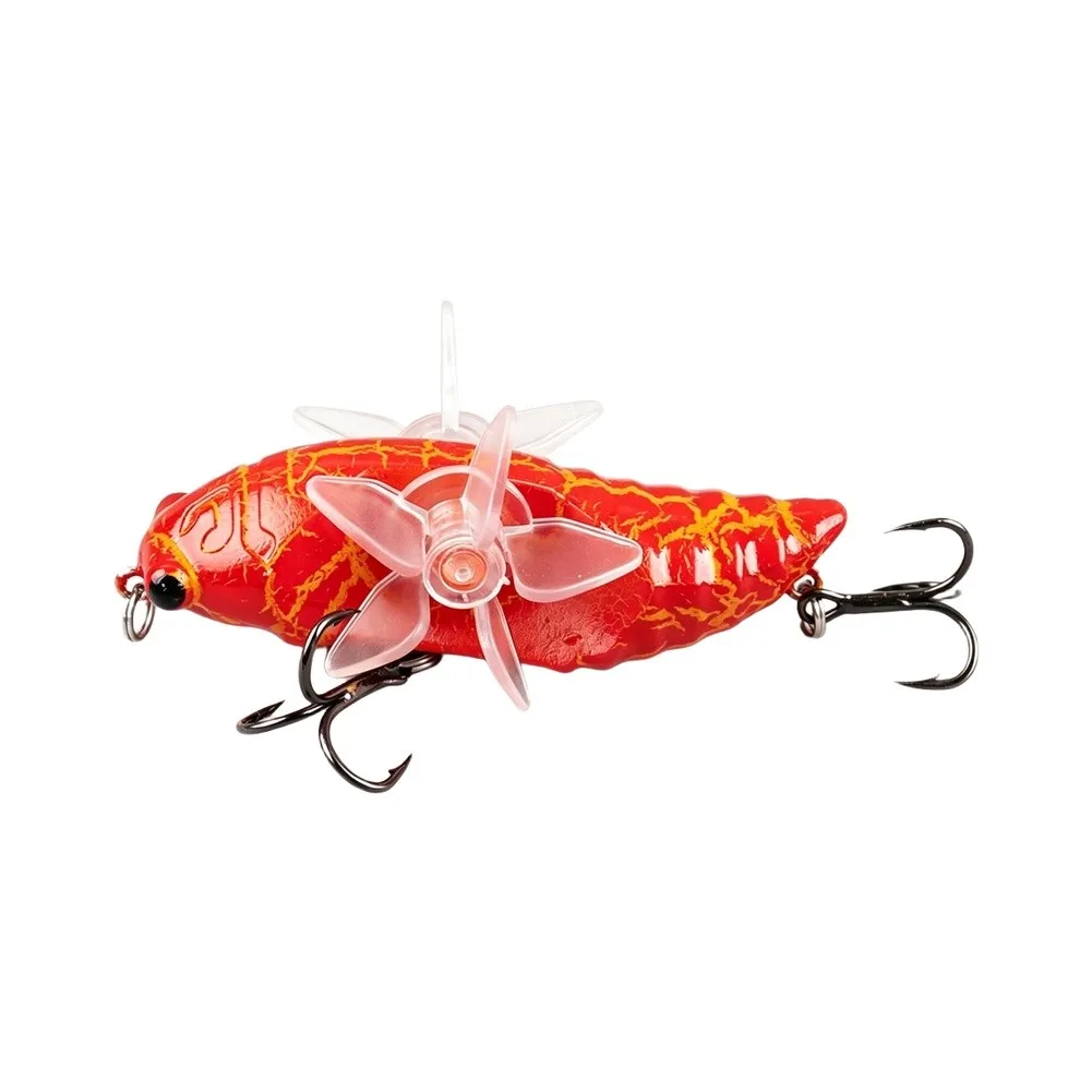 Enticing Topwater Lure Fishing Lure Treble Hook Bait Cicada Topwater Lure Vibration Generating Fin For Bass Fishing
