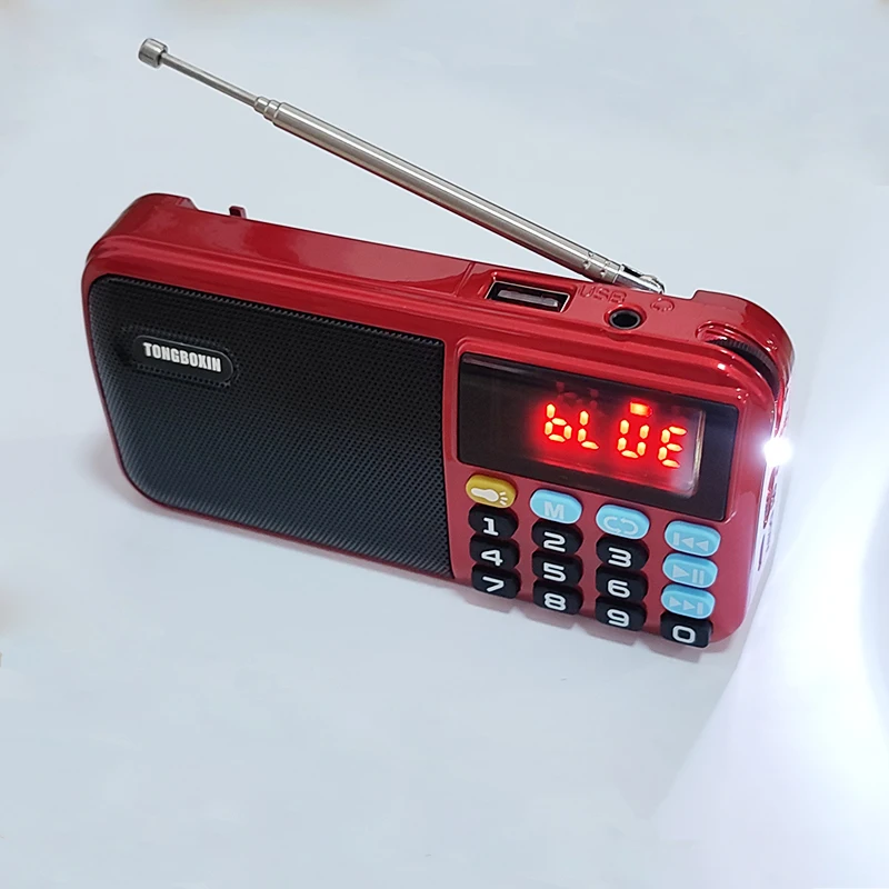 Portable Bluetooth FM Radio Speaker Mini Handheld Digital USB TF MP3 Player With LED Flashlight Support 2 18650 Battery