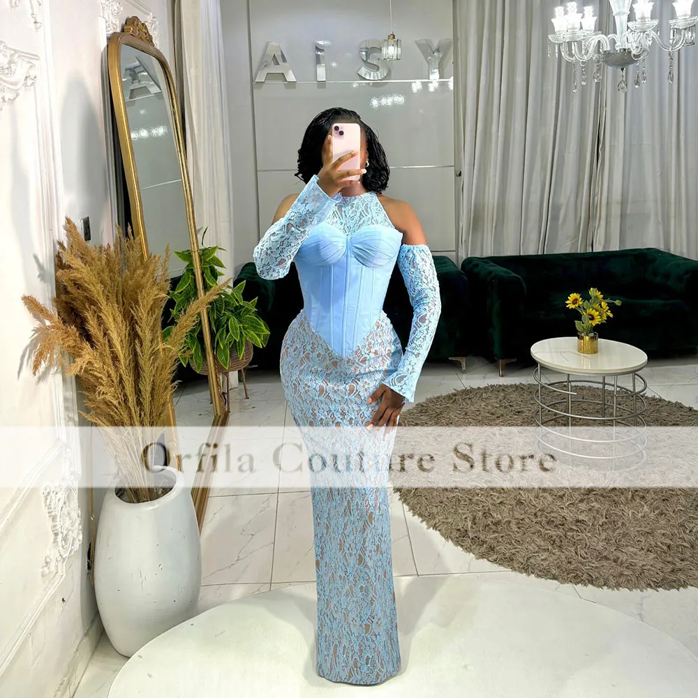 Luxury Nigerian Evening Dresses 2025 Lace Aso Ebi Wedding Party Dress O Neck African Prom Gowns Customized