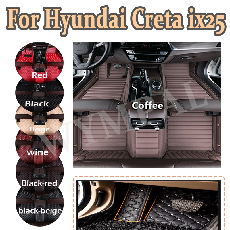 

Luxury Custom Car Floor Mats For Hyundai Creta ix25 2020 2021 2022 Auto Automotive Leather Men Women Car Mats Full Coverage mats