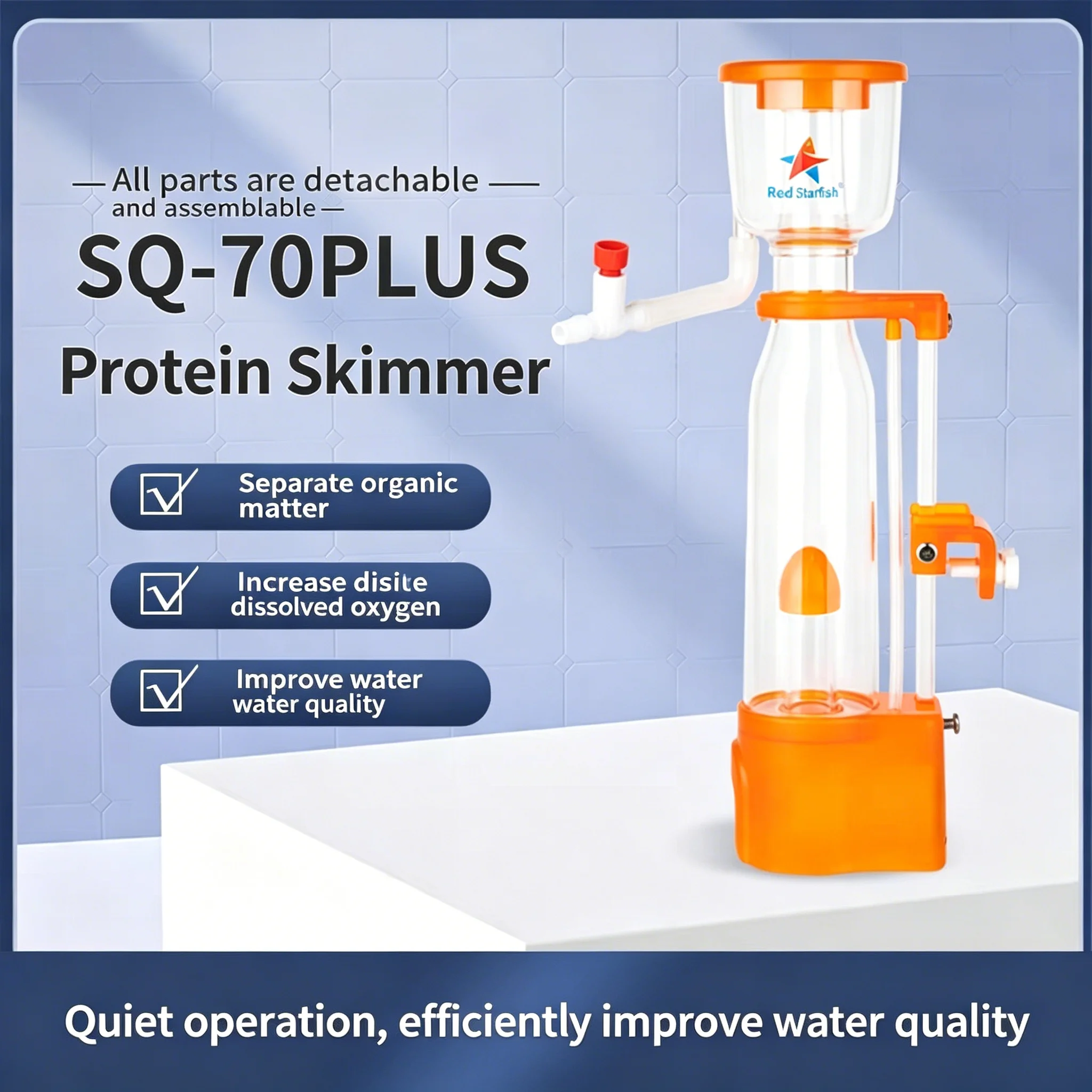 

Red Starfish SQ-70/90Plus Hang‑on‑Back Protein Skimmer Nano Marine Aquarium Filter Mute for Coral Reef Tank