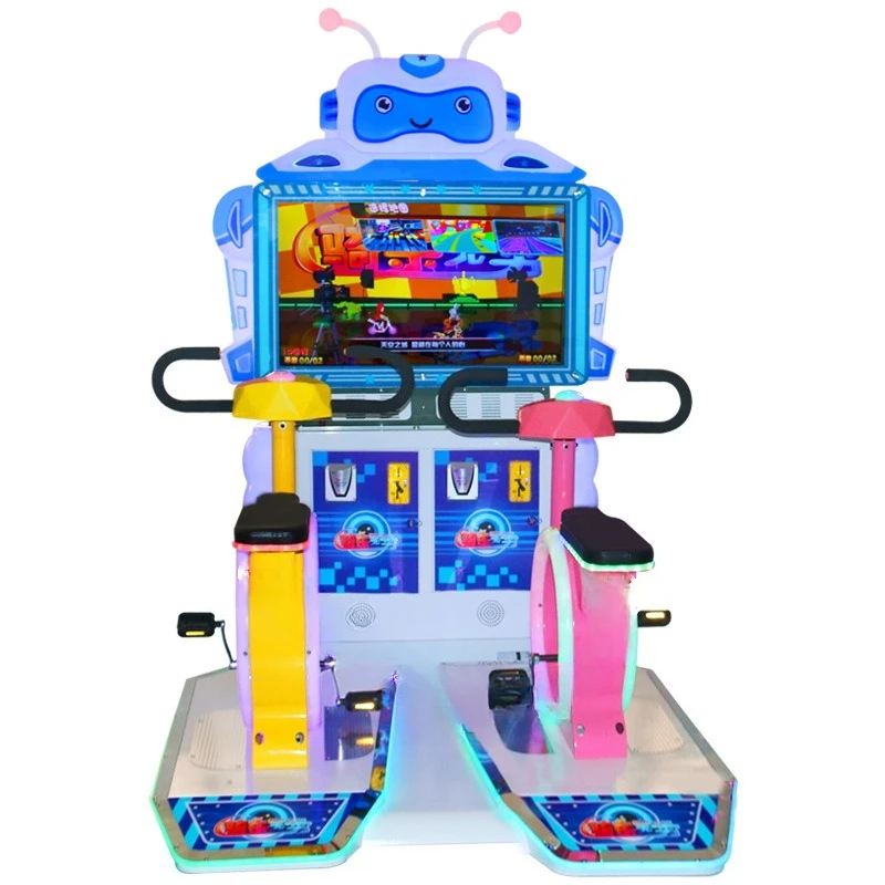 New double children's bicycle game machine, large coin-operated video game machine, parent-child interactive entertainment