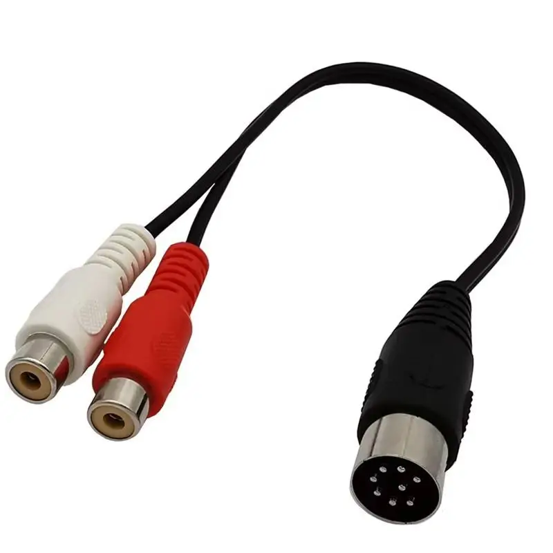 Din Male Plug Audio Adapter Cable for Musical Instrument, 1 to 2 RCA Female, 8 Pin to 2RCA Cable, Audio Equipment