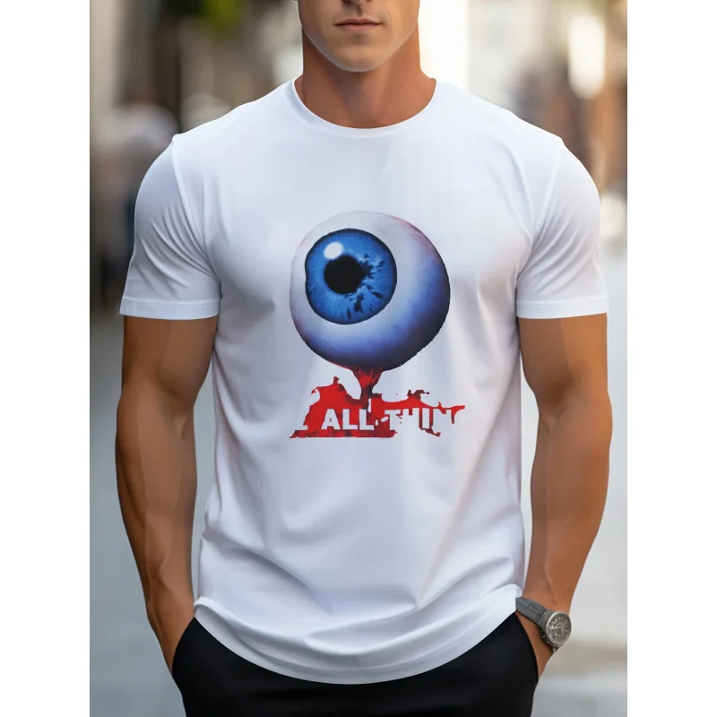 

Men's T-Shirt White Eye Ball Printed ALL-SEEING High Quality Cotton 180g