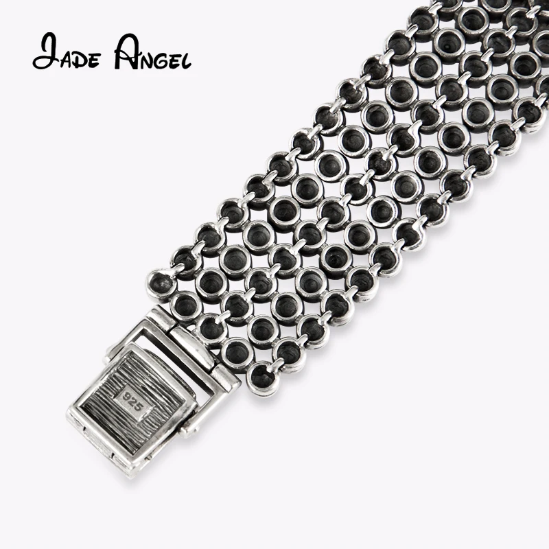 JADE ANGEL 925 Sterling Silver Ladies Vintage Oblong Quartz Watch Bracelet Classic Entry Lux High Quality Jewelry For Gift