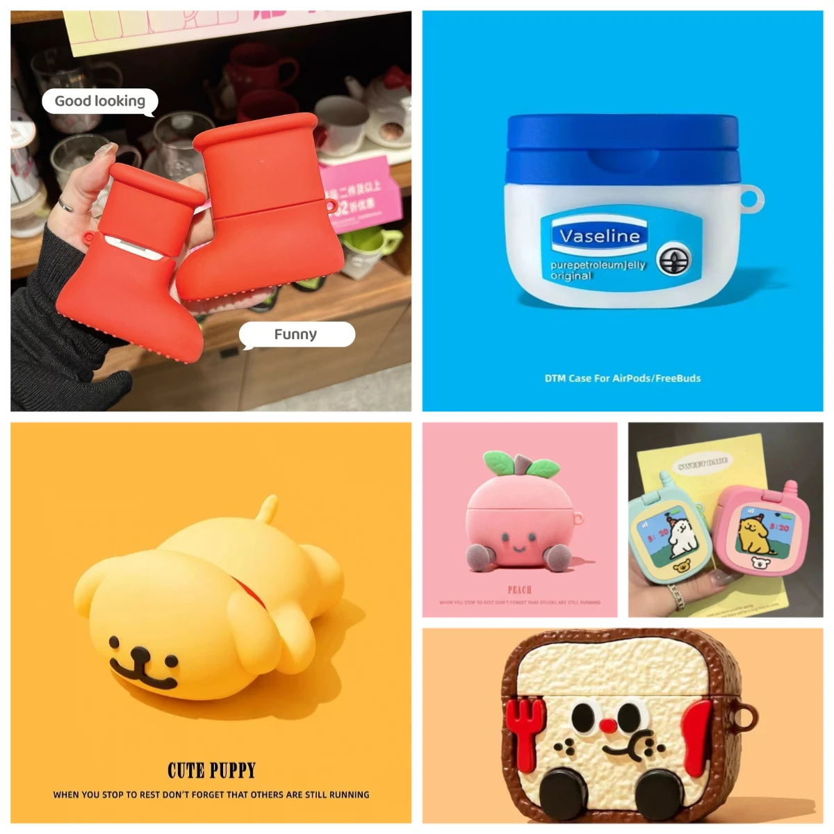 Red Shoes For AirPods Pro3 2025 New Earphone Cover Cartoon Bread Peach Puppy Dog Protective Case For AirPods 4 3 2 1 Pro 2