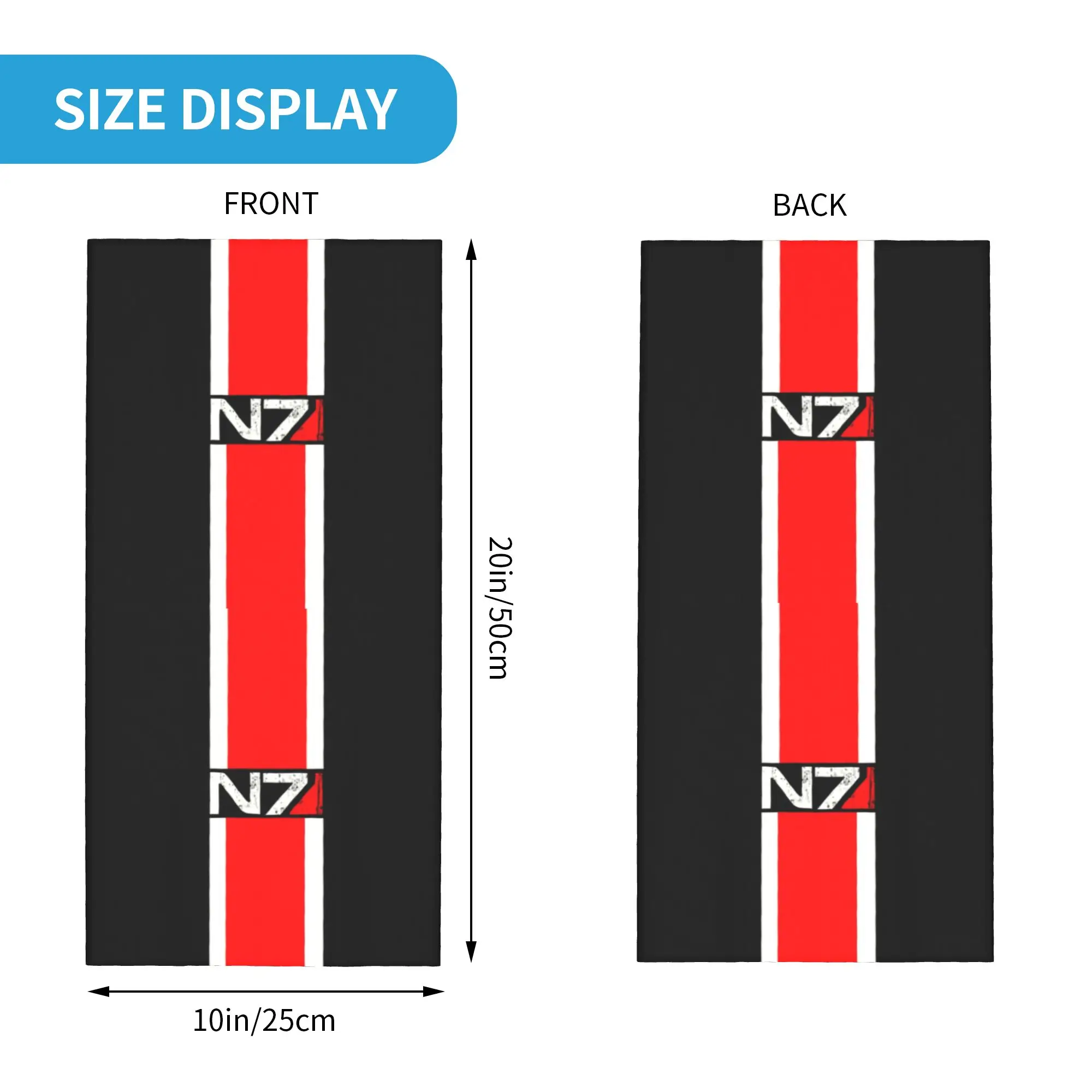 Mass Effect N7 Emblem Bandana Neck Gaiter UV Protection Face Scarf Cover Alliance Military Video Game Headband Tube Balaclava