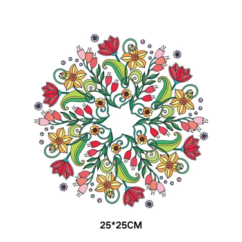 Fashion Mandala Flowers Thermo Stickers on Clothes Heat Transfer Appliques Iron on Patches Fusible Sticker Custom Patch