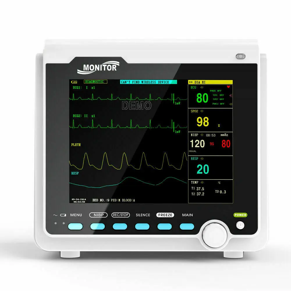 CONTEC 6 parametrów Monitor pacjenta ekg RESP SpO2 PR NIBP Madical maszyna ICU funkcje życiowe Monitor z Protable Bag CMS6000