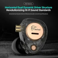 2025 Newest KZ Taurus Dual Dynamic Wired Earphones Bass Earbud Game Sport Music Noise Canceling Headsets with HD Dual Microphone