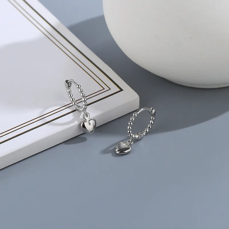 CIAXY Silver Color Cute Peach Heart Pendant Earrings for Women Super Fairy Small Ear Buckle Love Earring Luxury Jewelry