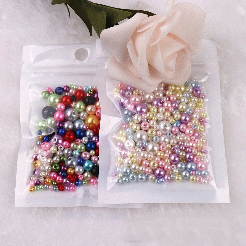 150-200Pcs /Pack Acrylic Pearl Beads 3-8mm Round Imitation Pearls Loose Faux Pearl Beads for Jewelry Making DIY Decoration