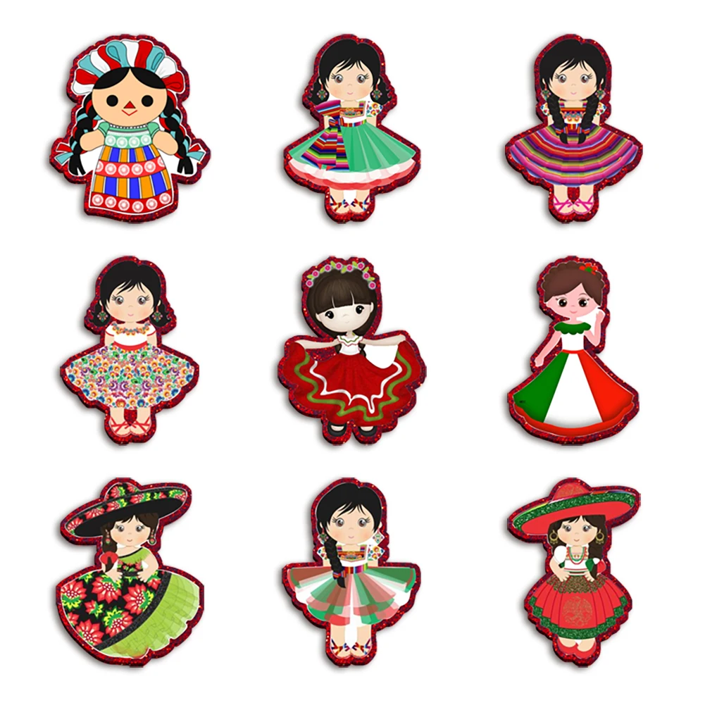 

Mexico Cute Girls Chunky Glitter Resin Planar Acrylic Flatback For Girls DIY Phone Case Hair Bow Craft Keychains Accessories