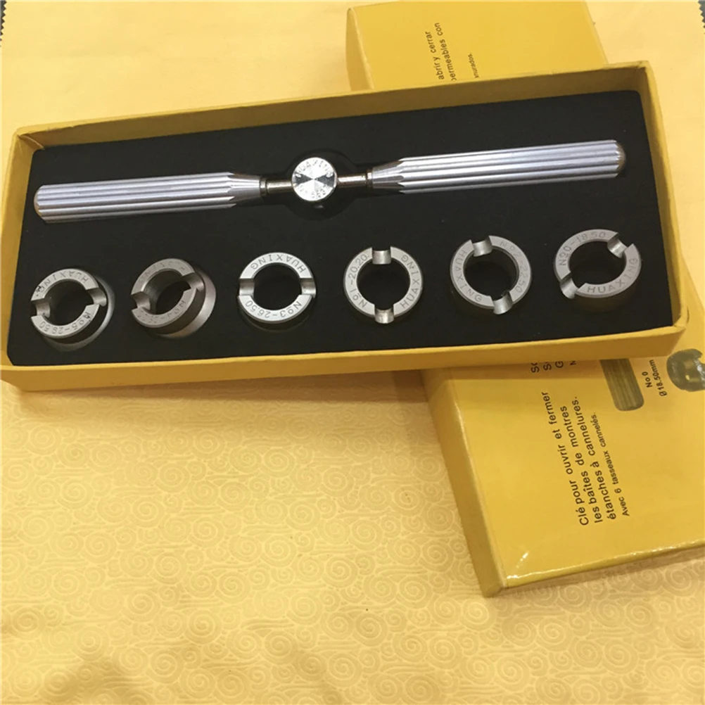 

1Pcs Watch Back Cover Opener Tool Adjustable Wrench With Six Grooved Dies Professional Repair Tool Kit For Tudor Rolex