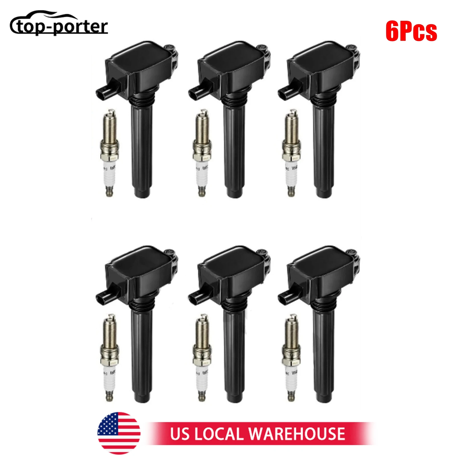 

05149168AI 2505484816 5149168AH 5C1848 6Pcs Ignition Coils and Spark Plugs 0221504032 For Dodge Charger Jeep Ram Chrysler