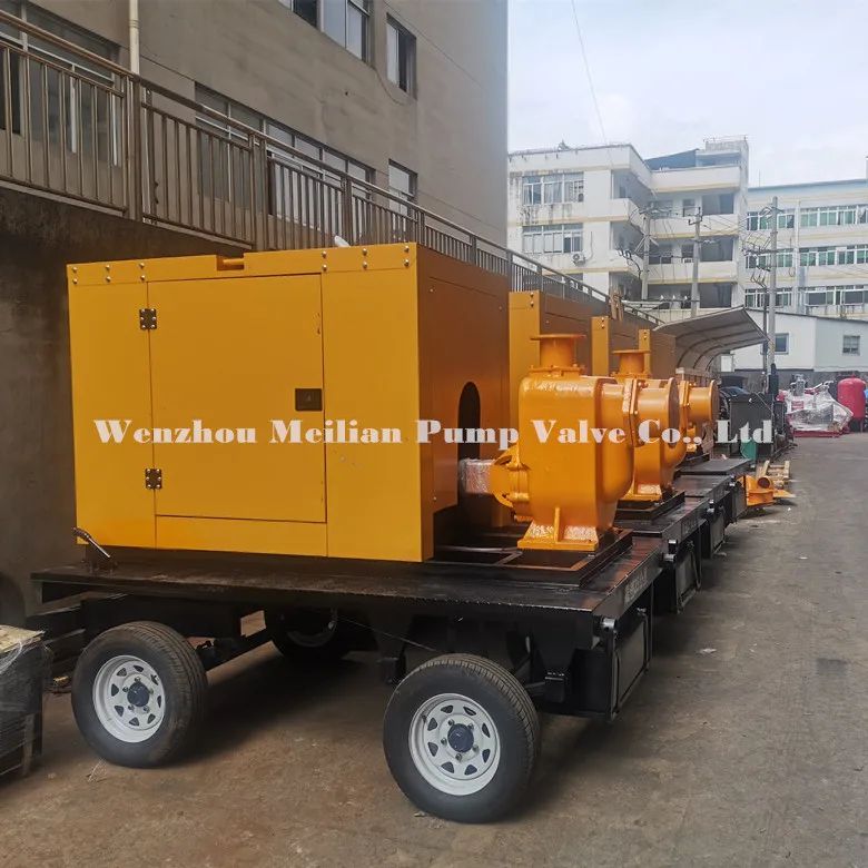 8 Inch Self-priming Engine Trash Water Centrifugal Pump with Wheels Trailer for Irrigation Flood Control Drainage