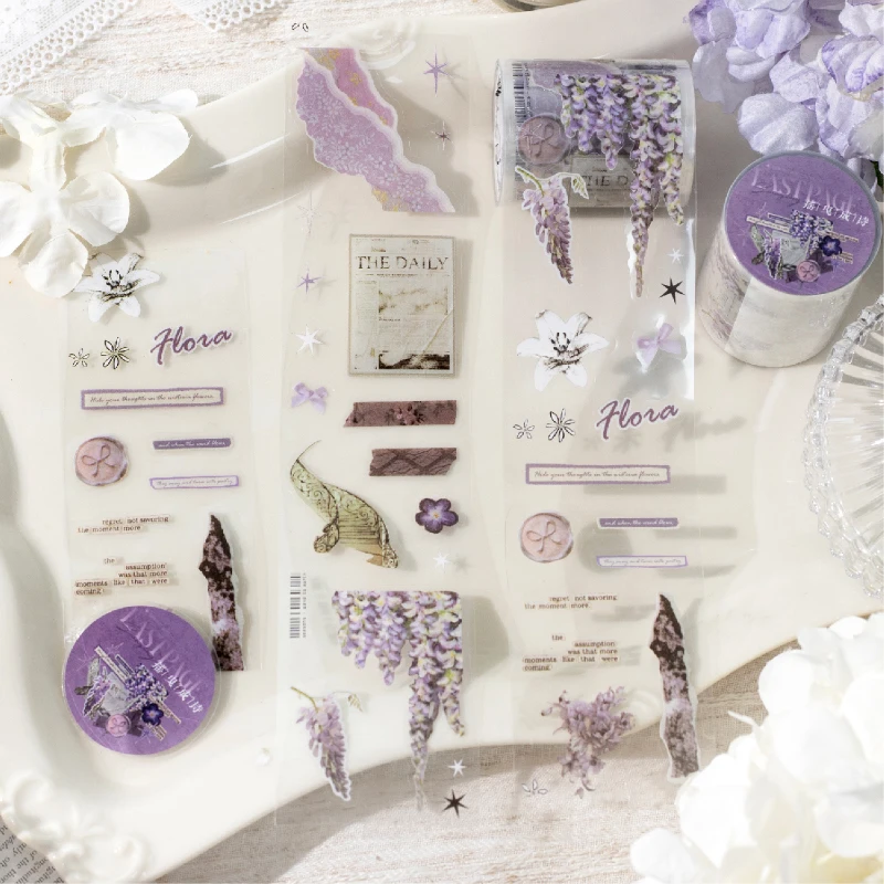 JIANQI 50 مللي متر * 2 متر أشرطة المواد الشفافة شظايا الكولاج لتقوم بها بنفسك شريطٌ لاصق سكرابوكينغ بطاقة لاصقة ملصقات القرطاسية