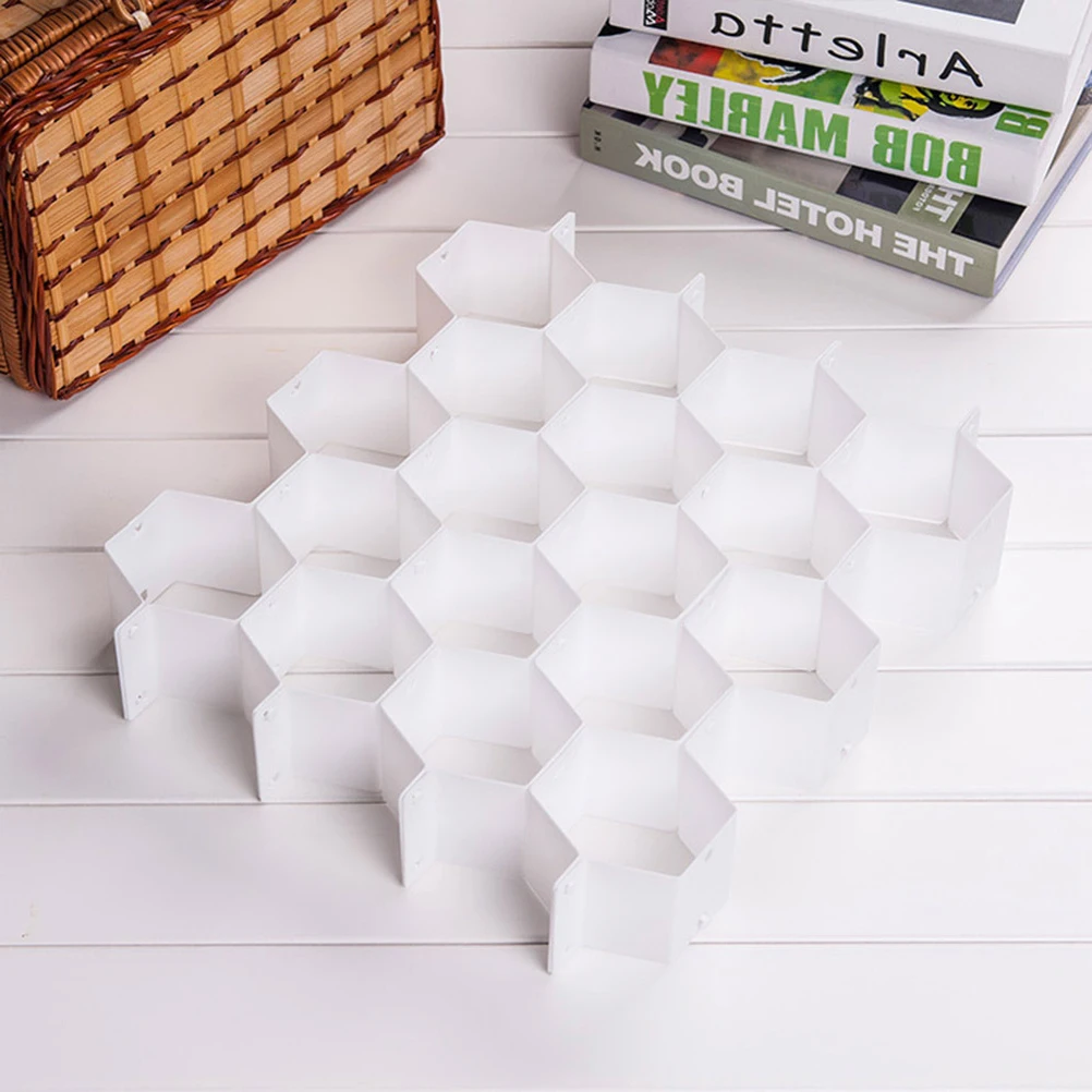 4 juegos de divisores de cajones de plástico en forma de panal, organizadores de almacenamiento ajustables para calcetines, ropa interior, maquillaje para el hogar