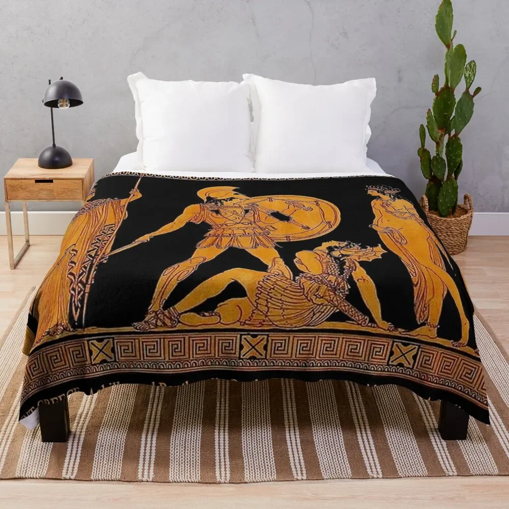 

GREECEAncient God and Goddess Frieze Print Throw Blanket Flannel Fabric Multi-Purpose Blankets