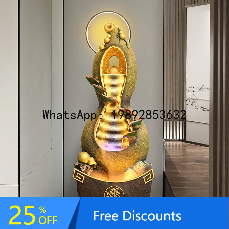 

LYY Gourd Water Flowing Ornament Circulating Water Fountain Living Room Balcony Floor Water Landscape Wealth-Attracting Gift