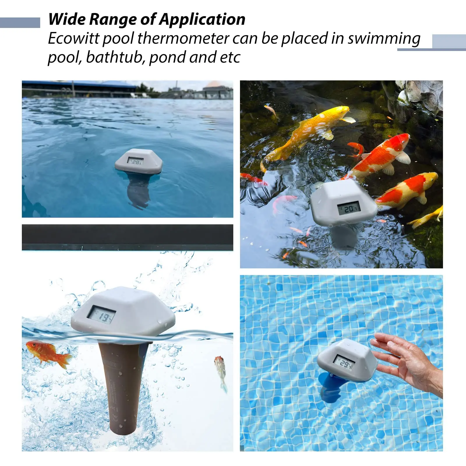Imagem -04 - Ecowitt Wn36 Termômetro de Piscina sem Fio com Âncora Sensor de Temperatura da Água de Leitura Fácil Flutuante para Piscina Spa