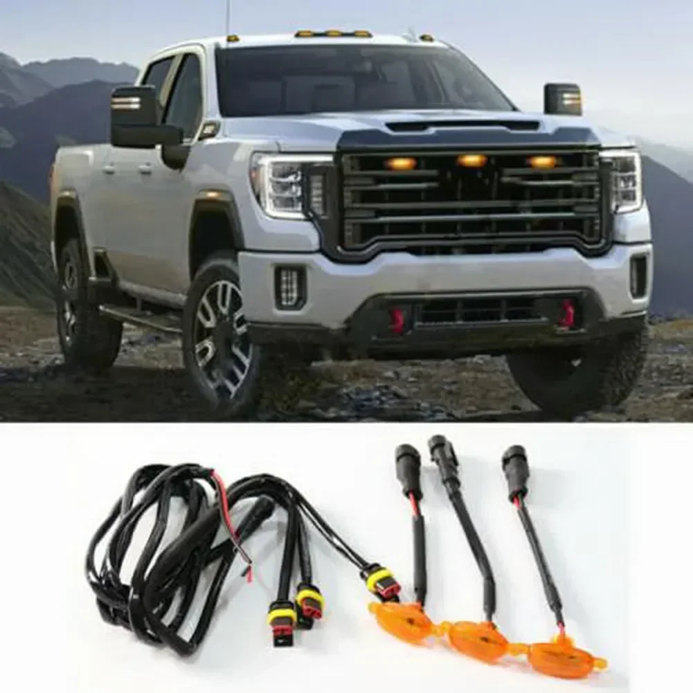 VERYUS 3pcs LED Light With Wire For GMC Sierra 2500 HD 2019-2021 Front Grille LED Light Raptor Style Grill Cover NEW