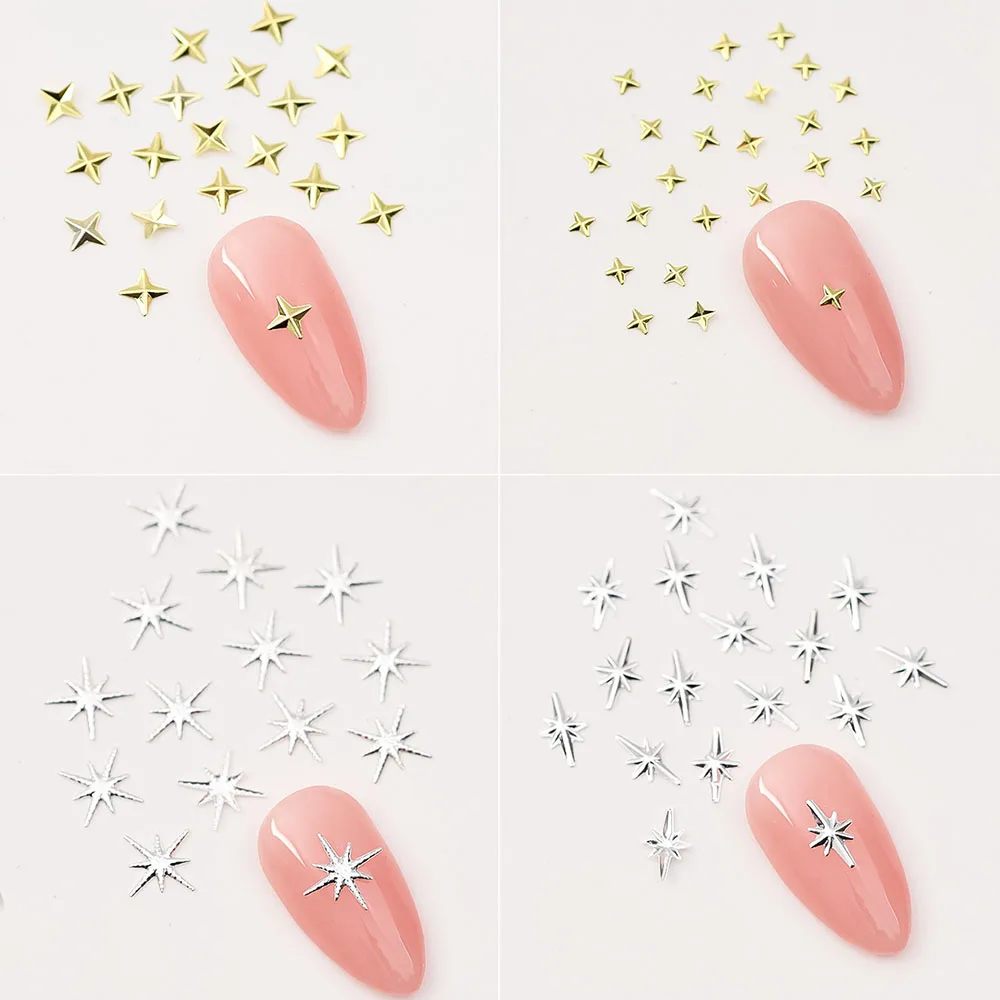 100 Stück Sternenlicht-Zubehör, Nagelnieten, Gold/Silber, Sterne, Licht, Nagelkunst-Charms, Asterismus, zufällige Mischung, Maniküre-Zubehör – Detail 5