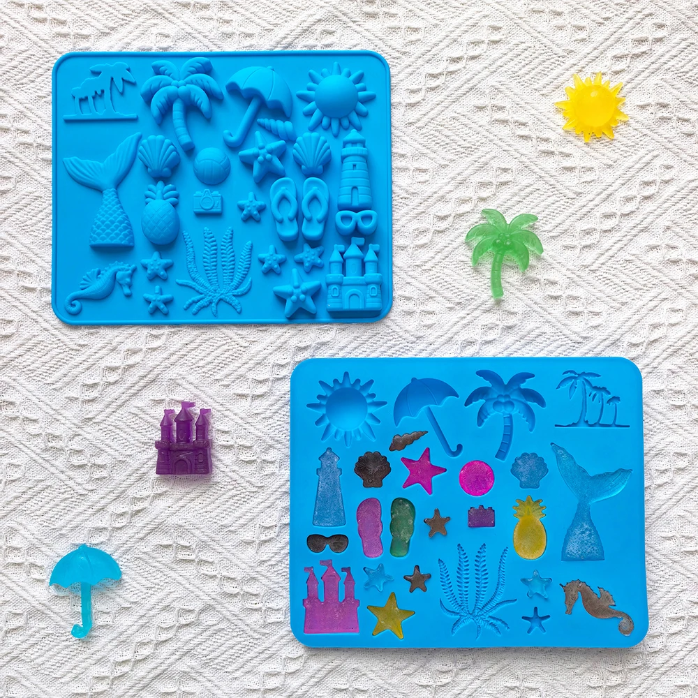 1pc 25 cavity castle, fish tail, marine creature shaped chocolate silicone mold, 3D silicone candy mold, used for gummies