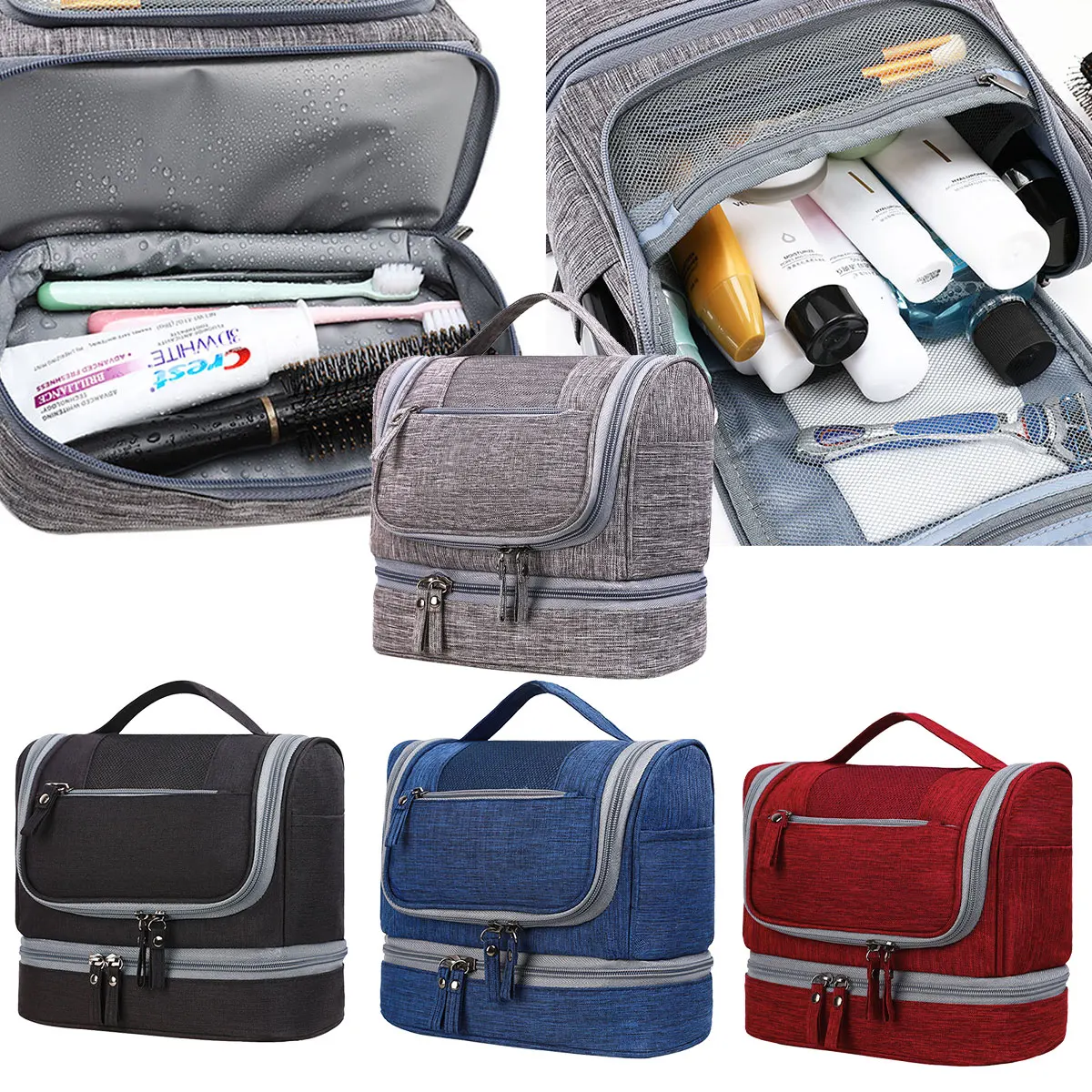 Travel Makeup Storage Bag Multifunctional Large Capacity Waterproof Dry and Wet Separation Bag Hook Wash Bag