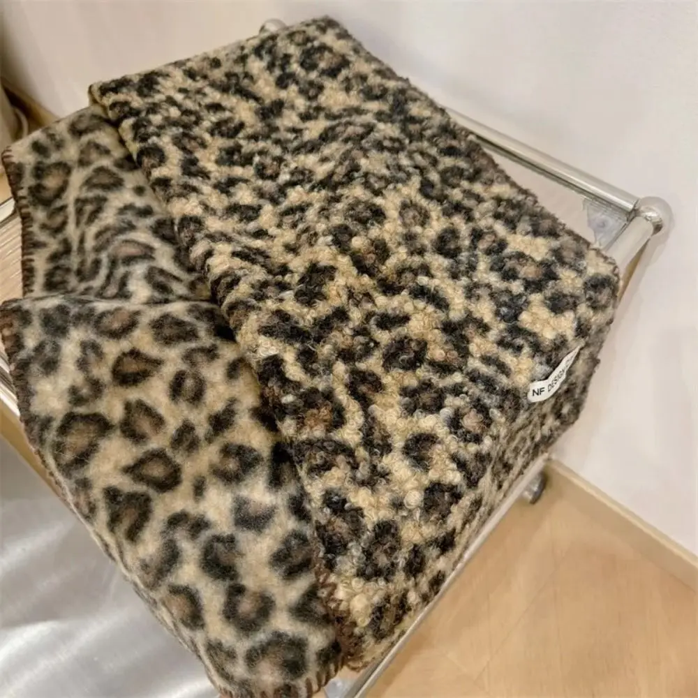 New 180*30cm Thick Mohair Fur Scarf Winter Cashmere Leopard Dot Shawl Scarf Fashion High Quality Warmer Pashmina Women