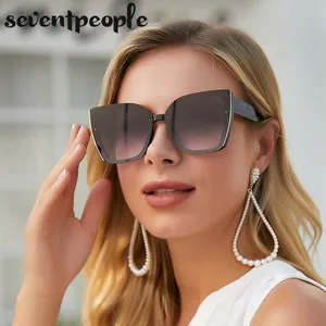 Солнцезащитные очки «кошачий глаз» для мужчин и женщин, роскошные брендовые модные квадратные солнечные очки с большой оправой в ретро стиле, 2022