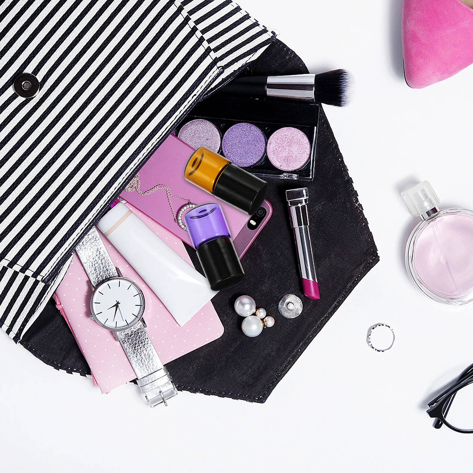 

16Pcs Refillable Glass Roller Bottle 1Ml Essential Oil Container Portable Leakproof Dispenser for Daily Face Eye Care