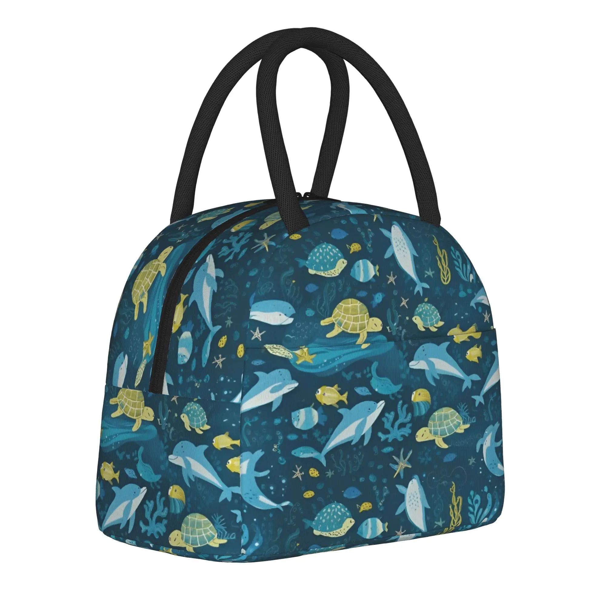 Dreamy Glow Insulated Lunch Bags Thermal Bag Reusable,Meal Container Starry Whale Sharks High Capacity Tote Lunch Box Food Bag