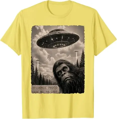 Y2K Jungenmode Lustiges Bigfoot-Grafik-T-Shirt Alien UFO Vintage Beweisfoto T-Shirt Humor UFO Sasquatch Believers Grafik-T-Shirt – Detail 21