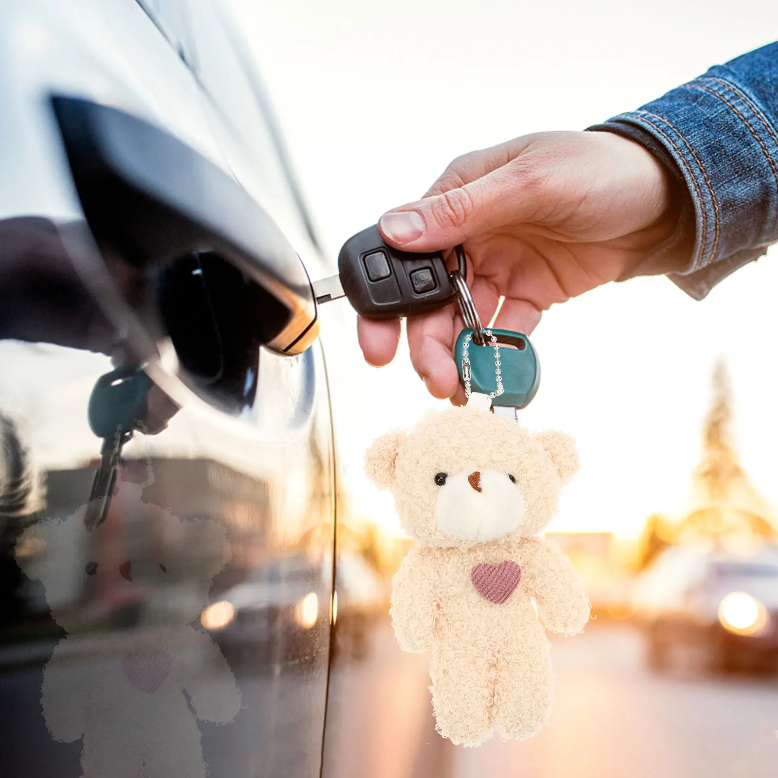 

12pcs Bear Ornaments Keychain Pendant Stuffed Animal Toy Small Brown Valentine Gift Birthday Party Decoration DIY Craft