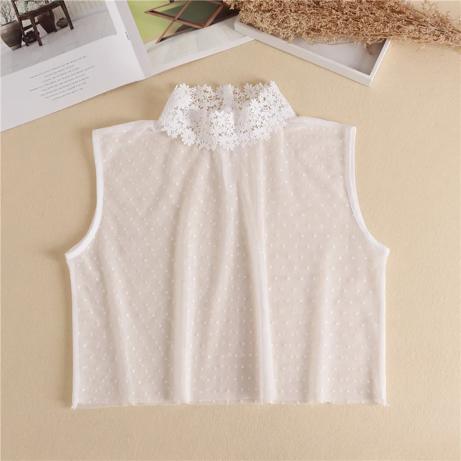 

Girl Lace White Fake Collar for Women Casual High Neck Sweater Blouse Detachable Collars Ladies False Collar Neck Tie Decorative