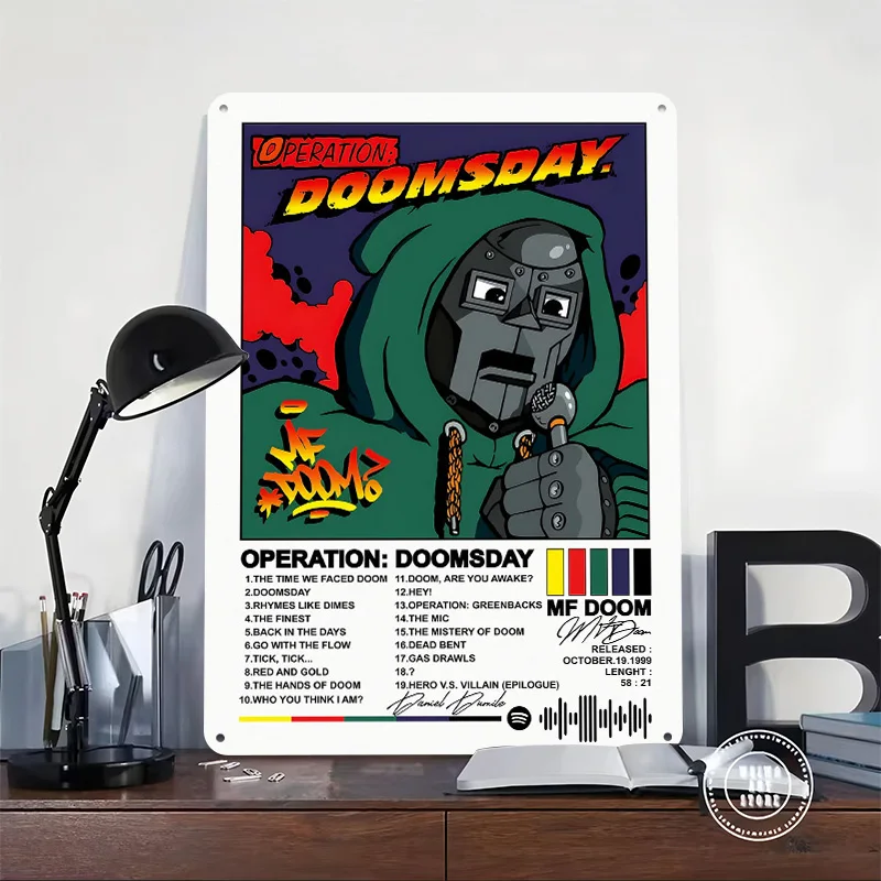 Operation: Doomsday - MF DOOM Album Art 3D Printed Texture Poster Personalized Wall Art Retro Metal Tin Signs for Wand Deko Sign