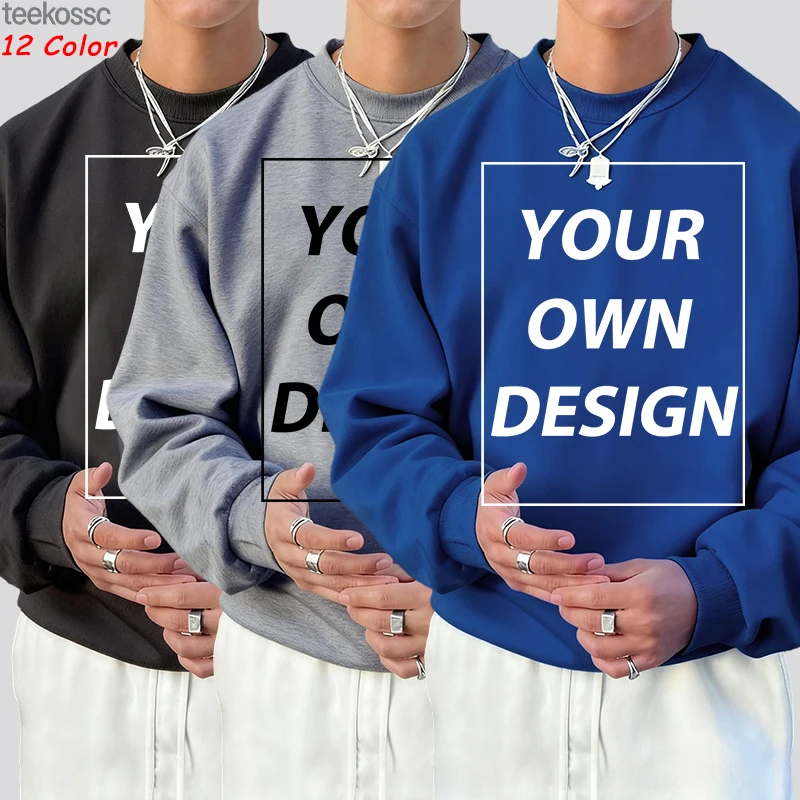 

DIY ваш собственный дизайн, толстовки на заказ, мужские повседневные уличные топы, классическая базовая одежда, флисовые удобные свободные пуловеры без капюшона