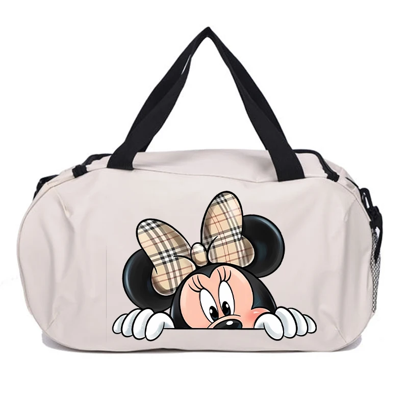 New Minnie Mouse Women Luggage Large Capacity Duffle Bag Kawaii Disney Cartoon Printed Storage Bag Outdoor Camping Travel Bags