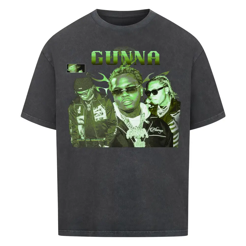 American GUNNA Washed T-shirt Women Street Rapper Vintage Unisex Men Casual Loose Short Sleeves Hip Hop Harajuku Oversized Tees